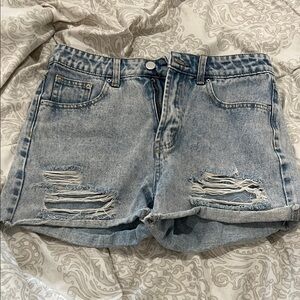 Hayden Light Blue Distressed Jean Shorts